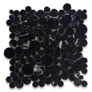 Nero Marquina Black Marble Bubble Round Mosaic Tile Polished