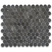 Nero Marquina Black Marble 1 inch Penny Round Mosaic Tile Polished