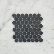 Nero Marquina Black Marble 3/4 inch Penny Round Mosaic Tile Honed