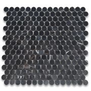 Nero Marquina Black Marble 3/4 inch Penny Round Mosaic Tile Polished