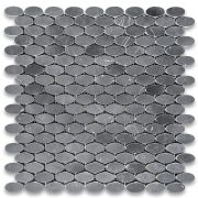 Nero Marquina Black Marble 1-1/4x5/8 Oval Ellipse Mosaic Tile Honed