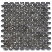 Nero Marquina Black Marble 1-1/4x5/8 Oval Ellipse Mosaic Tile Polished