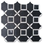 Nero Marquina Black Marble Geometric Flower Star Grid Marble Honed