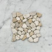 Travertine Mix Giallo River Rocks Pebble Stone Mosaic Tile Tumbled