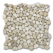 Travertine Mix Giallo River Rocks Pebble Stone Mosaic Tile Tumbled