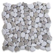 Emperador Light Mix Beige Marble River Rocks Pebble Stone Mosaic Tile Tumbled