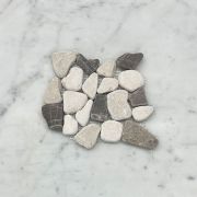 (Sample) Emperador Light Mix Beige Marble River Rocks Pebble Stone Mosaic Tile Tumbled