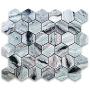Sagano Vibrant Green Marble 2 inch Hexagon Mosaic Tile Honed