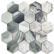 Sagano Vibrant Green Marble 3 inch Hexagon Mosaic Tile Honed