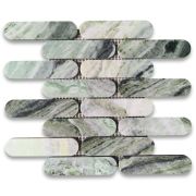 Sagano Vibrant Green Marble 1x4 Elongated Oval Mosaic Tile Honed