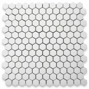 Thassos White Marble 1 inch Hexagon Mosaic Tile Honed