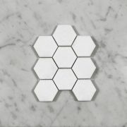 (Sample) Thassos White Marble 2 inch Hexagon Mosaic Tile Polished