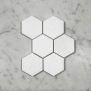 (Sample) Thassos White Marble 3 inch Hexagon Mosaic Tile Honed