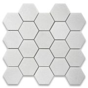Thassos White Marble 3 inch Hexagon Mosaic Tile Polished