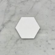 (Sample) Thassos White Marble 5 inch Hexagon Mosaic Tile Honed