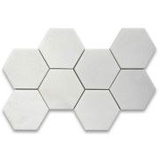 Thassos White 5 inch Hexagon Mosaic Tile Honed