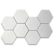 Thassos White Marble 5 inch Hexagon Mosaic Tile Polished