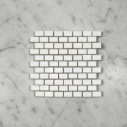 (Sample) Thassos White Marble 5/8x3/4 Mini Brick Mosaic Tile Polished