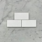(Sample) Thassos White Marble 2x4 Grand Brick Subway Mosaic Tile Honed
