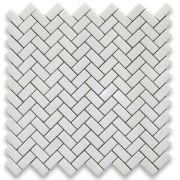 Thassos White 5/8x1-1/4 Herringbone Mosaic Tile Polished