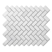 Thassos White Marble 1x2 Herringbone Mosaic Tile Honed