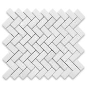 Thassos White Marble 1x2 Herringbone Mosaic Tile Polished