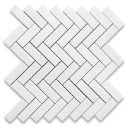 Thassos White Marble 1x3 Herringbone Mosaic Tile Honed