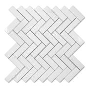 Thassos White Marble 1x3 Herringbone Mosaic Tile Polished