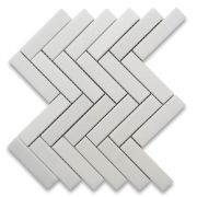 Thassos White Marble 1x4 Herringbone Mosaic Tile Honed