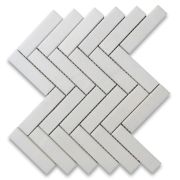 Thassos White Marble 1x4 Herringbone Mosaic Tile Polished