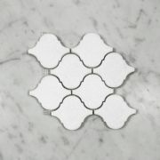 Thassos White Marble Medium Arabesque Baroque Lantern Mosaic Tile Honed