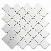 Thassos White Marble Medium Arabesque Baroque Lantern Mosaic Tile Honed