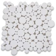Thassos White Marble Bubble Round Paramount Mosaic Tile Honed
