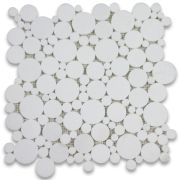 Thassos White Marble Bubble Round Paramount Mosaic Tile Polished