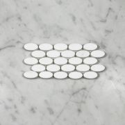 Thassos White 1-1/4x5/8 Ellipse Oval Mosaic Tile Honed