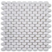 Thassos White 1-1/4x5/8 Ellipse Oval Mosaic Tile Honed