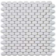 Thassos White Marble 1 1/4 x 5/8 Ellipse Oval Mosaic Tile Polished