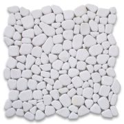 Thassos White River Rocks Pebble Stone Mosaic Tile Tumbled