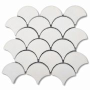 Thassos White Marble Grand Fish Scale Fan Shape Mosaic Tile Honed