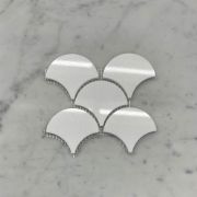 Thassos White Marble Grand Fish Scale Fan Shape Mosaic Tile Polished