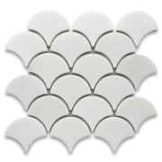 Thassos White Marble Grand Fish Scale Fan Shape Mosaic Tile Polished