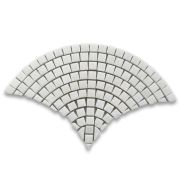 Thassos White Marble Fish Scale Scallop Fan Pattern Mini Mosaic Tile Polished