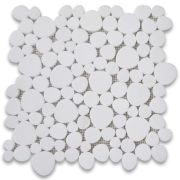 Thassos White Marble Heart Shaped Bubble Mosaic Tile Honed