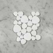 Thassos White Heart Shaped Bubble Mosaic Tile Polished