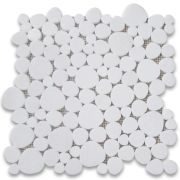Thassos White Marble Heart Shaped Bubble Mosaic Tile Polished