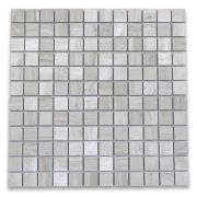 White Wood Grain 1x1 Square Mosaic Tile Polished