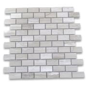 White Wood Grain 1x2 Medium Brick Mosaic Tile Polished