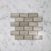 White Wood Grain 1x2 Medium Brick Mosaic Tile Polished