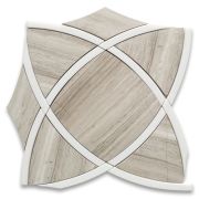 Athens Silver Cream Marble Celtic Waterjet Mosaic Tile w/ Thassos White Ribbons Polished