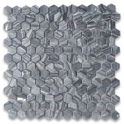 Silver Wave Black Forest Marble 1 inch Hexagon Mosaic Tile Honed